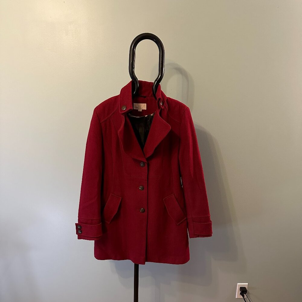 Cleo Ladies Red Button Front Jacket